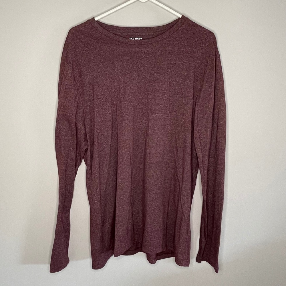 Old‎ Navy Soft Washed Long Sleeve Casual Tee Basic Heathered Maroon Mens Large